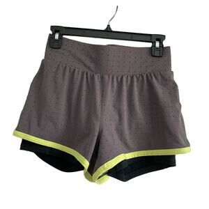 Fabletics Olesia Perforated Running Lined Short Gray Green Size XS